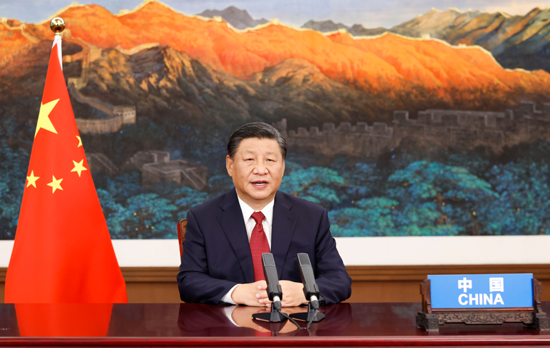 9月21日，国家主席习近平在北京以视频方式出席第七十六届联合国大会一般性辩论并发表题为《坚定信心共克时艰共建更加美好的世界》的重要讲话。新华社记者黄敬文摄