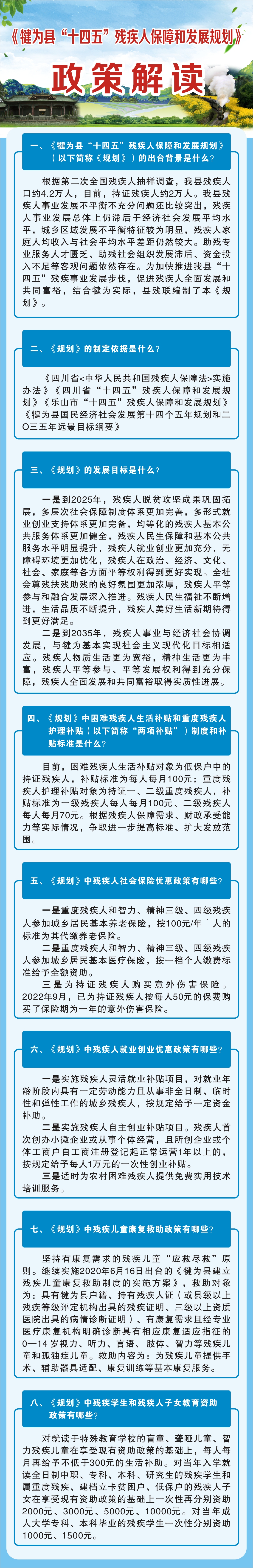 犍为县“十四五”残疾人保障和发展规划（政策解读）定稿