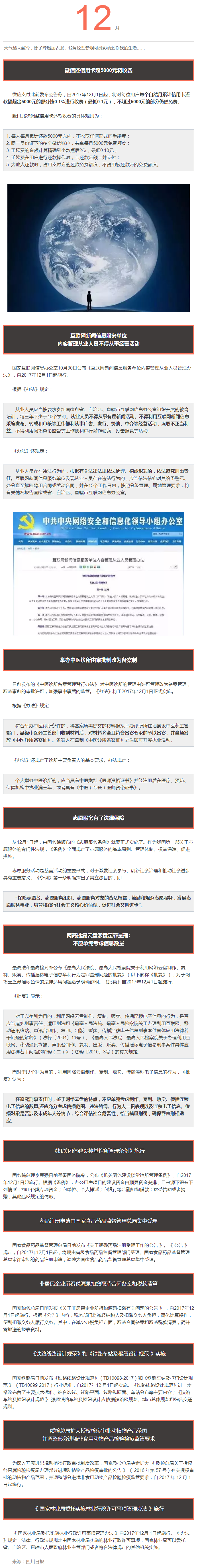 12月开始实施的新规，就有举办中医诊所由审批制改备案制……