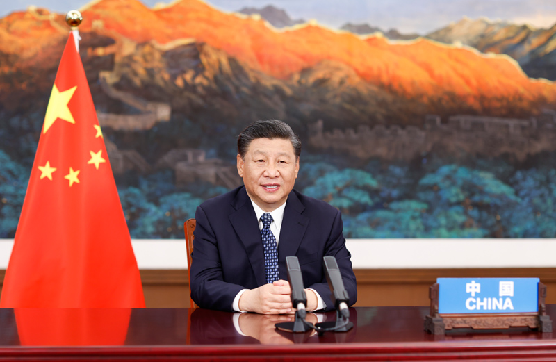 5月21日晚，国家主席习近平应邀在北京以视频方式出席全球健康峰会，并发表题为《携手共建人类卫生健康共同体》的重要讲话。新华社记者黄敬文摄